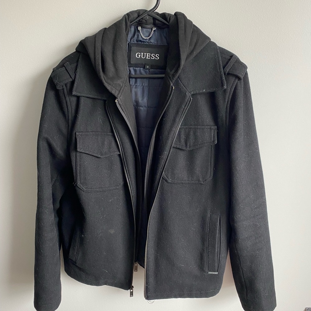 Men’s Guess Black Wool Jacket size Medium